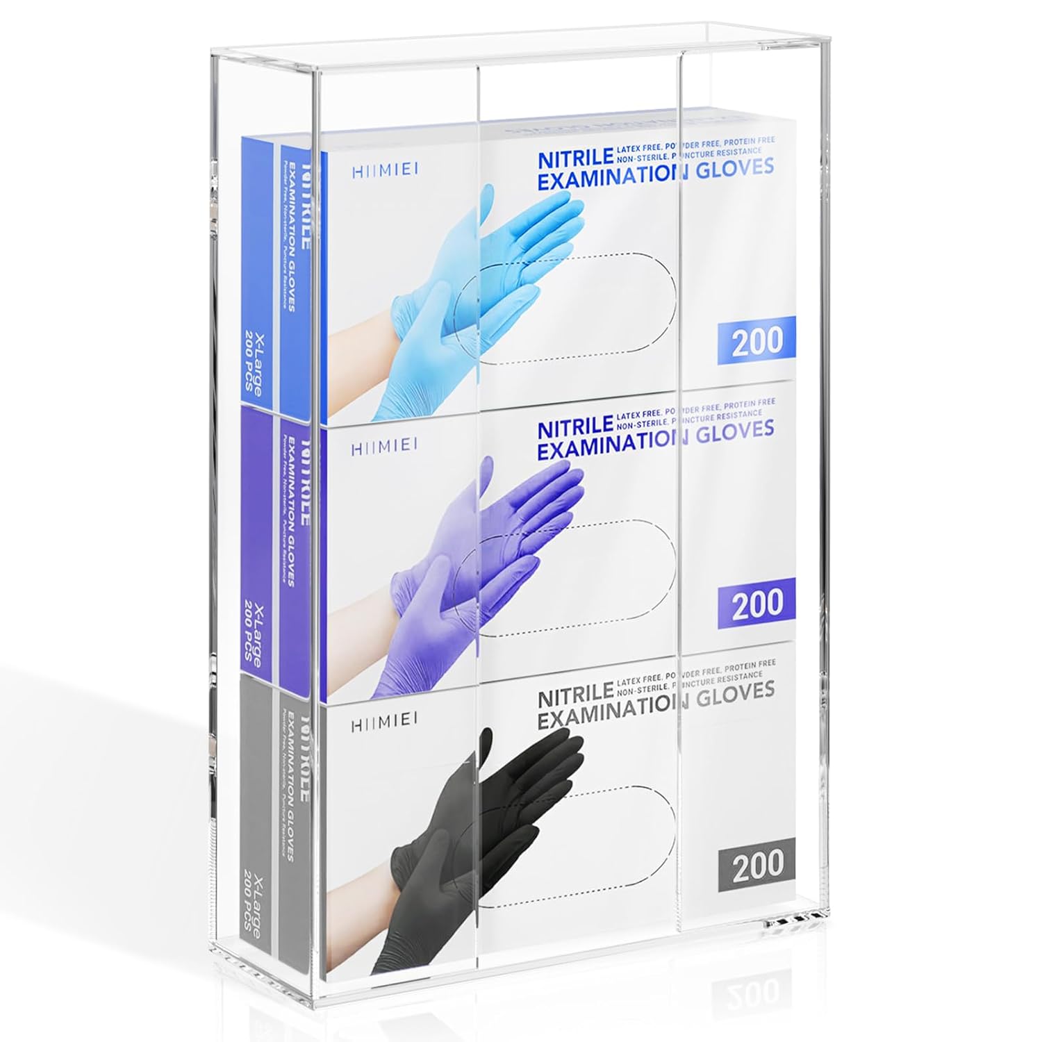 HIIMIEI Acrylic Glove Dispenser Wall Mount, Clear Plastic Glove Rack Floating Triple Gloves Box