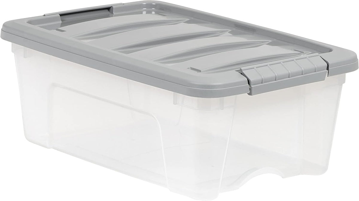 Amazon Basics Plastic Storage Containers with Secure Latching Lids, Stackable Organization Bins