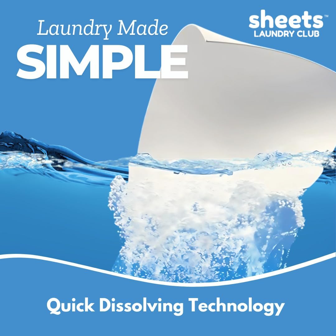 Sheets Laundry Club Laundry Detergent Sheets – 50 Sheets (100 Loads), Fresh Linen, Hassle-Free