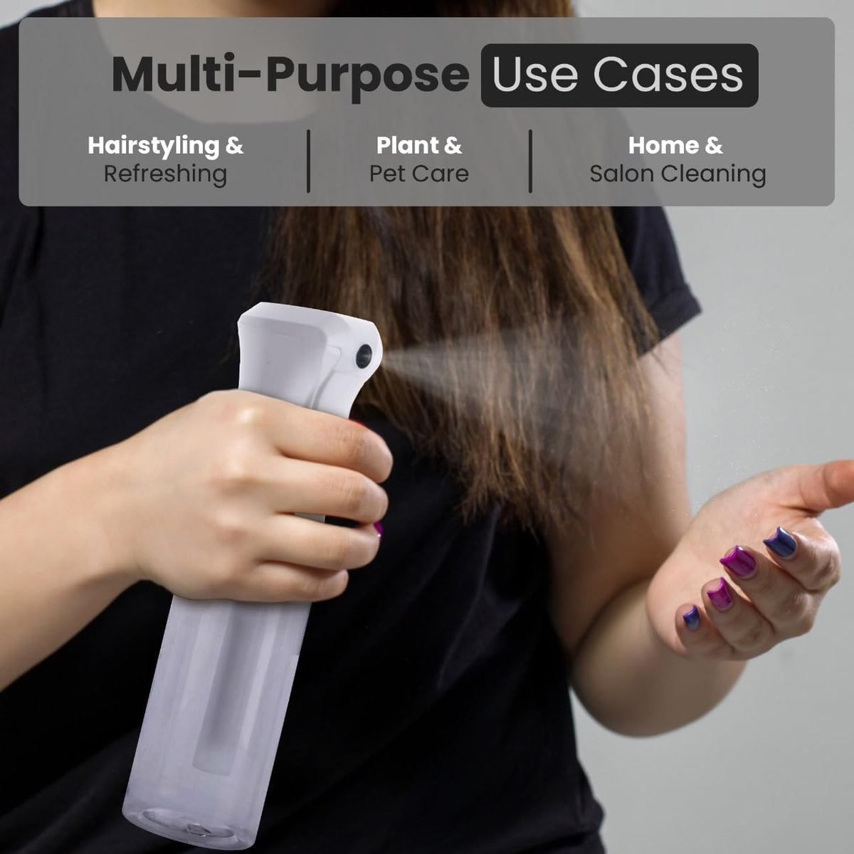 VIGOR PATH Continuous Spray Bottle for Hair – Fine Mist Mister for Hairstyling, Cleaning, Plants