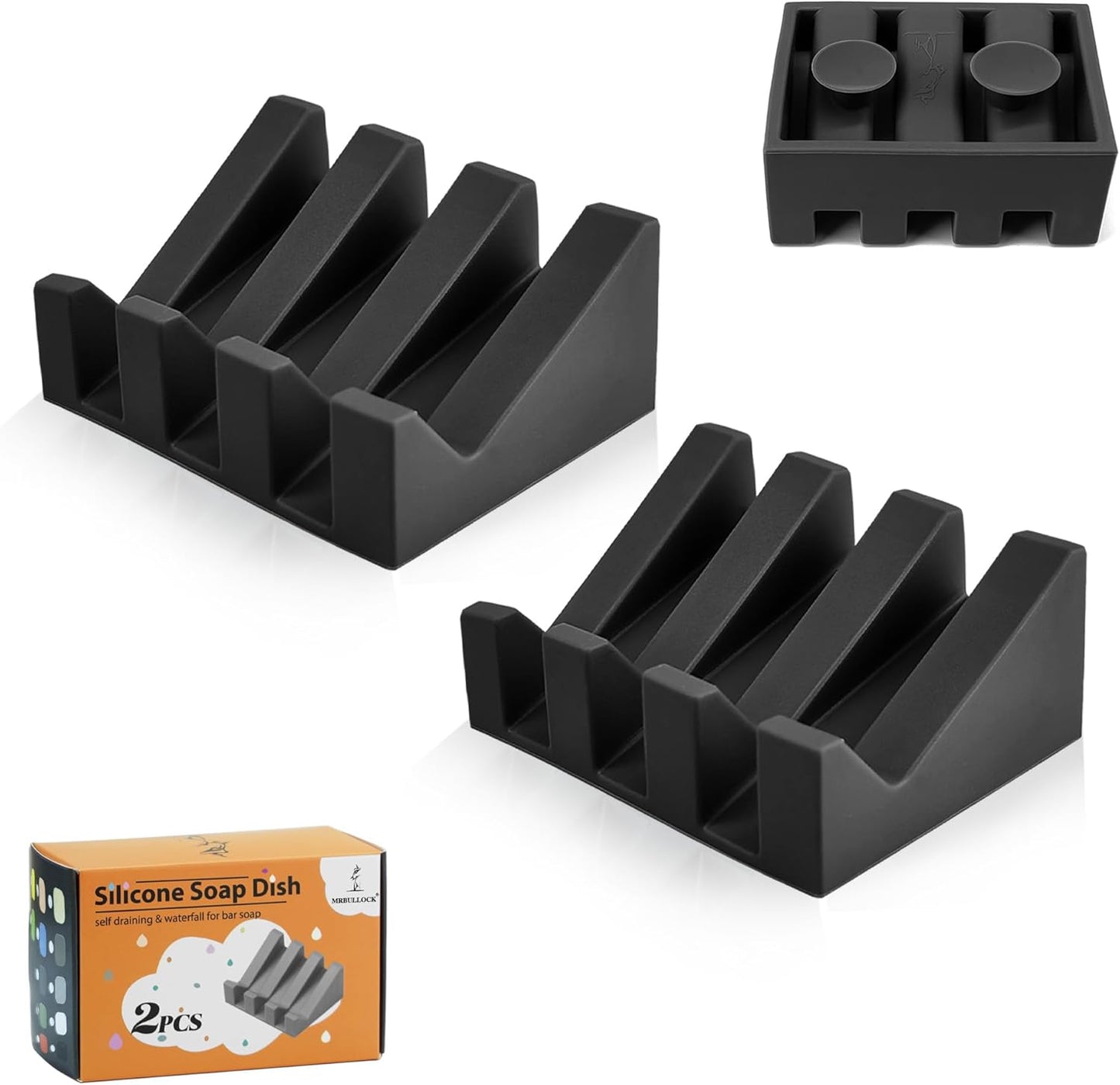 Silicone Soap Dish for Bar Soap Holder for Shower Bathroom Self Draining Waterfall Drying Tray Keep