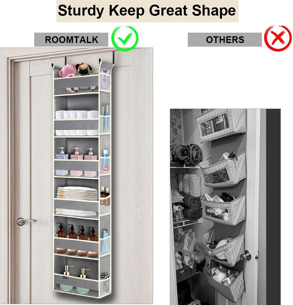 2 Pack Over The Door Hanging Organizer 6-Shelves and 12 Side Pockets, Over The Door Storage for