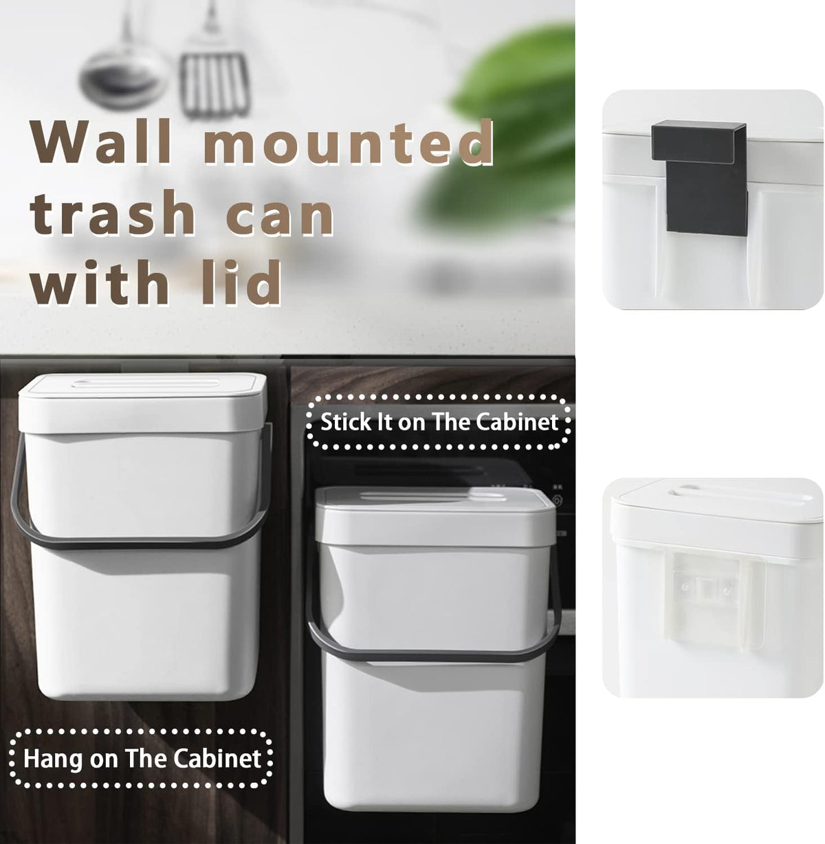 Kitchen Compost Bin Indoor for Counter Top,Hanging Small Trash Can with Lid,Food Waste