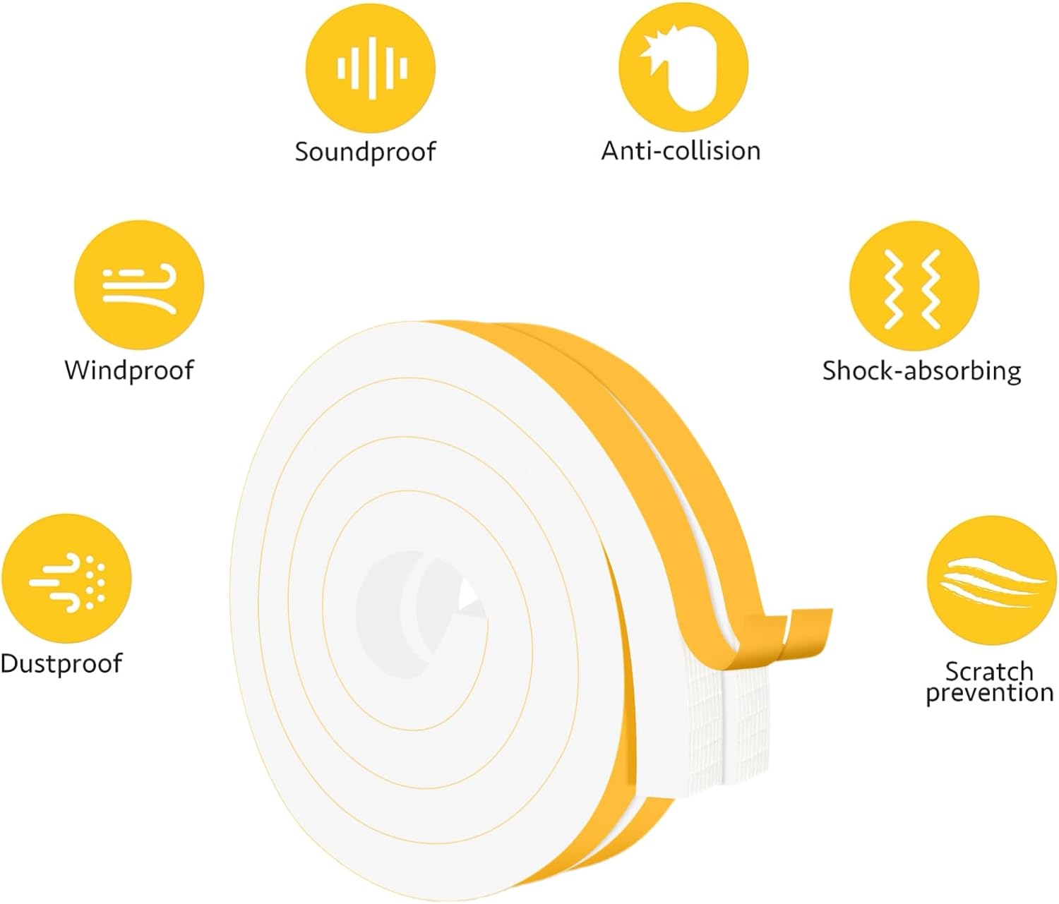 Weather Stripping Door Seal Strip, Strong Adhesive Doors and Windows Insulation Soundproof