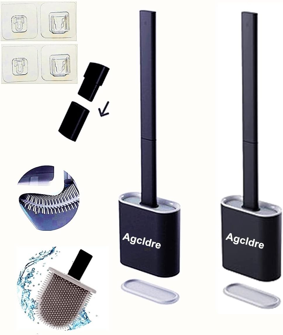 Toilet Brush with Holder Silicone Toilet Brush and Cleaning Brush for Household Bathroom Toliet