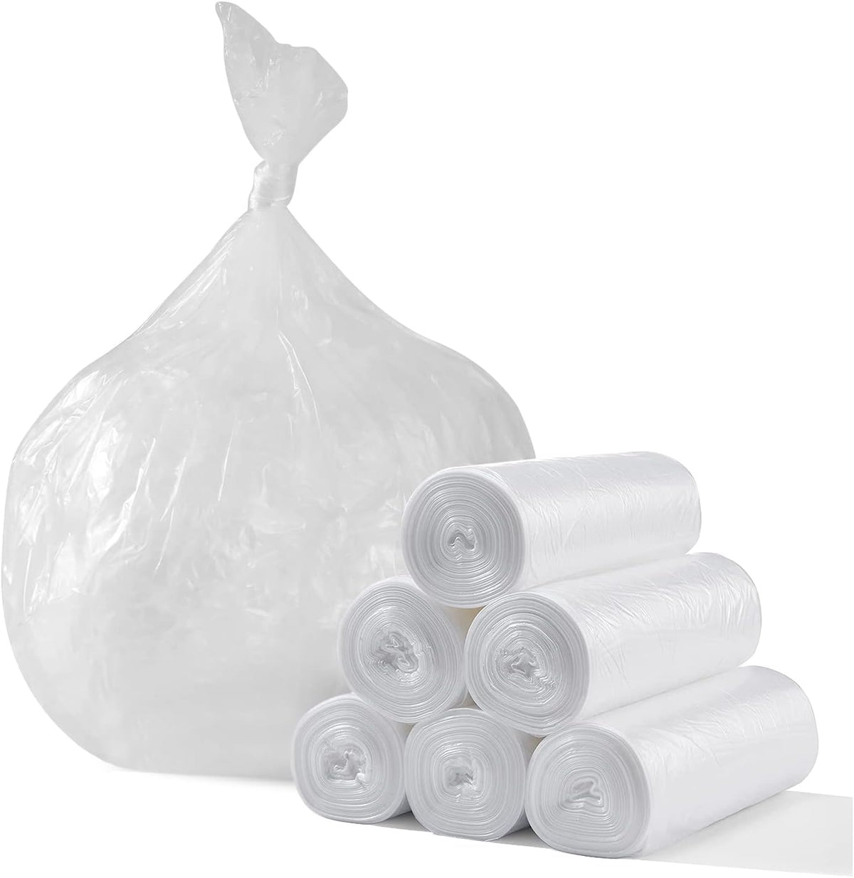 TYPLASTICS 45-48 Gallon Clear Trash Can Liners - 43" x 48" - High Density Garbage Bags - 200 Pack
