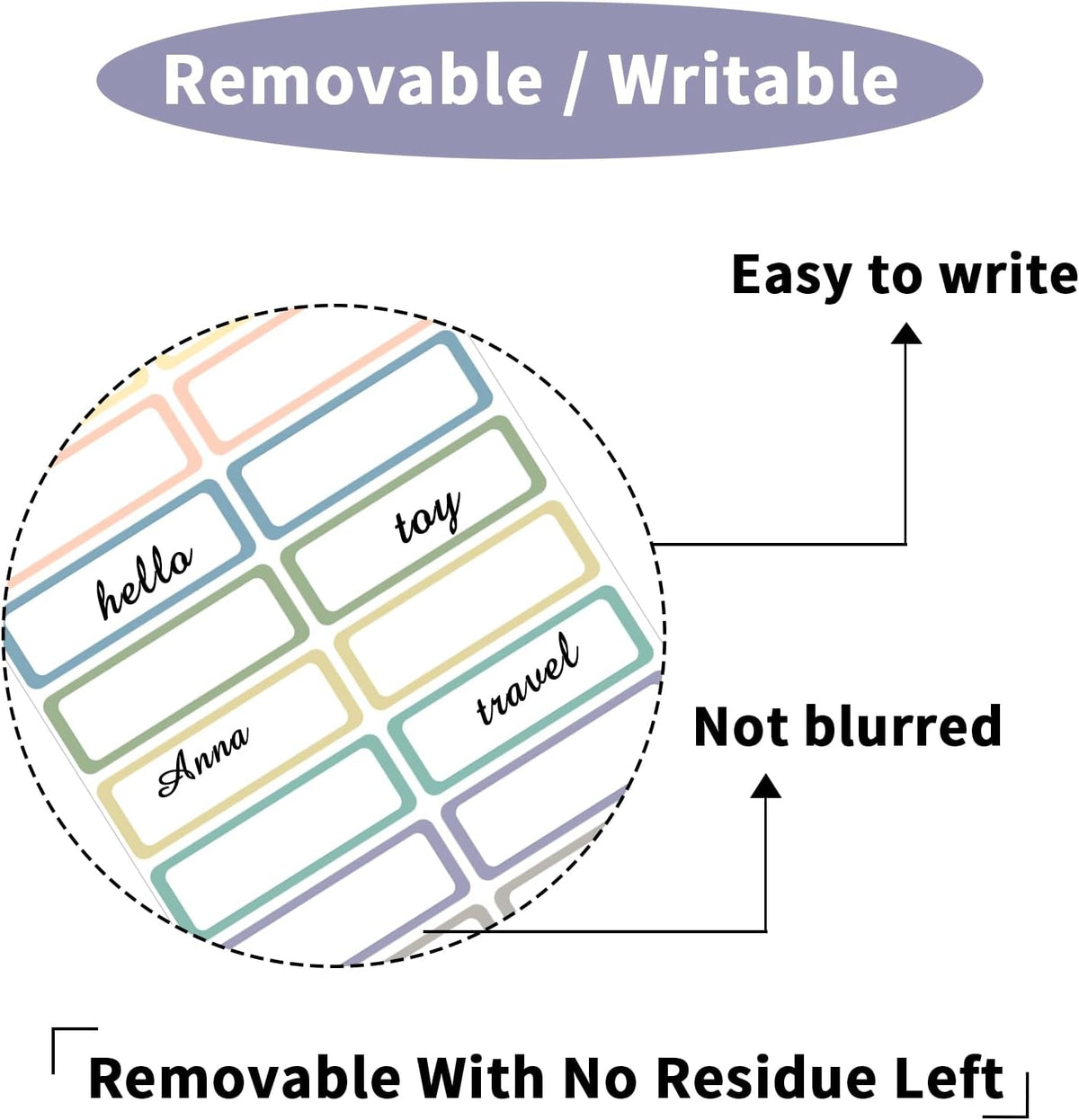 STARLIBOO Removable Labels, Removable Colored Labels Stickers, Self-Adhesive Rectangular Stickers