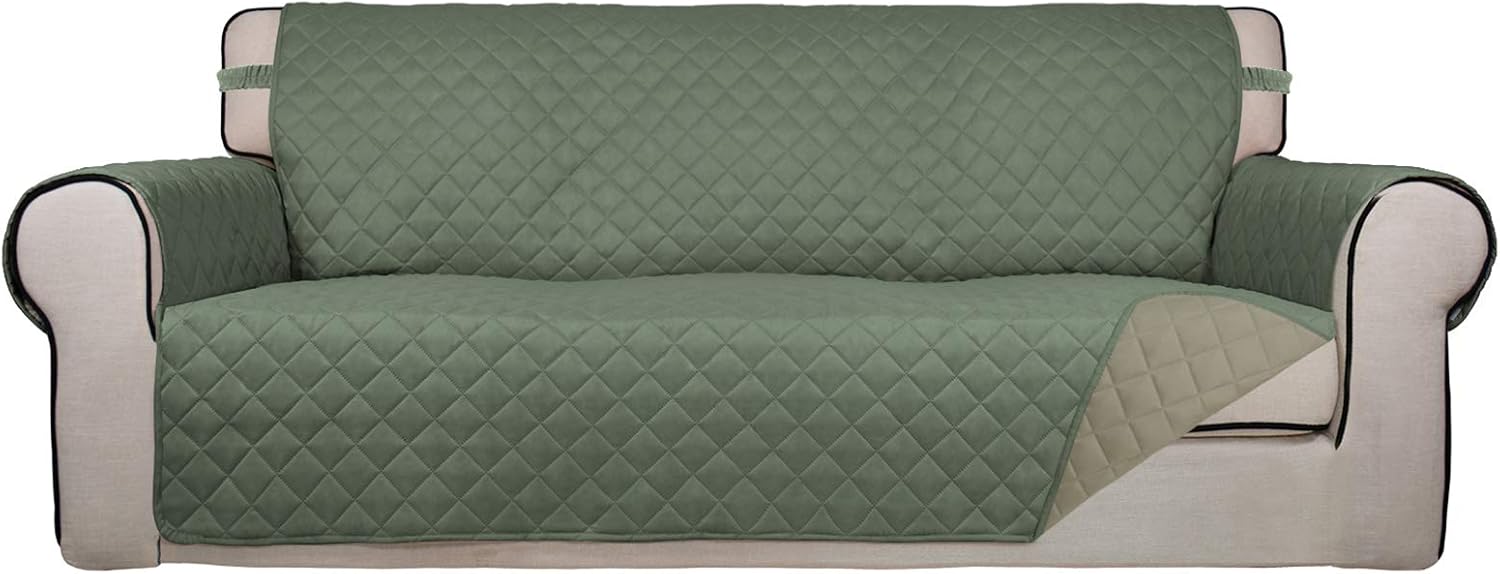 PureFit Reversible Quilted Sofa Cover, Water Resistant Slipcover Furniture Protector, Washable