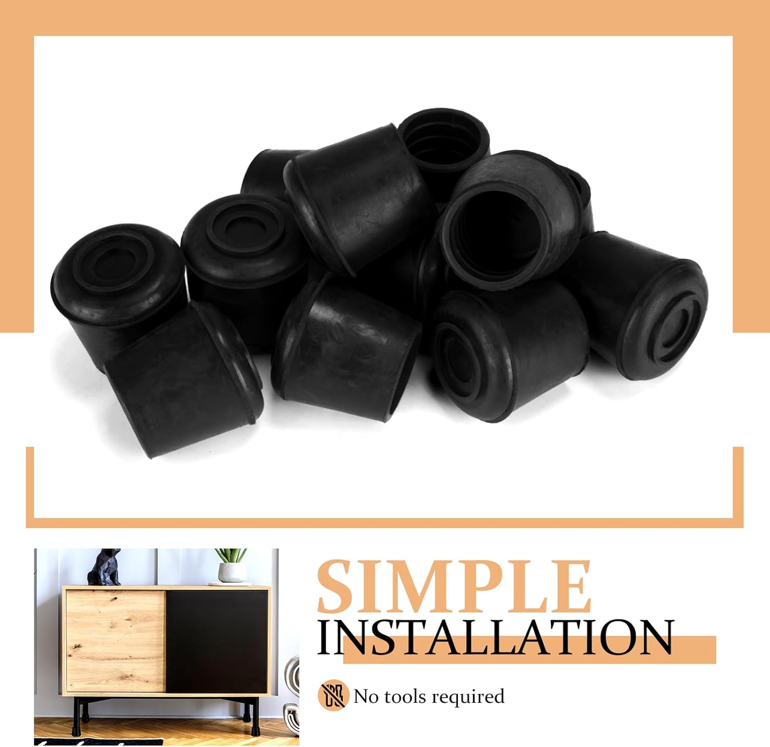 1/2" Round Rubber Chair Leg Tips Caps, 8 Pack Extra Small Chair Leg Floor Protectors Small