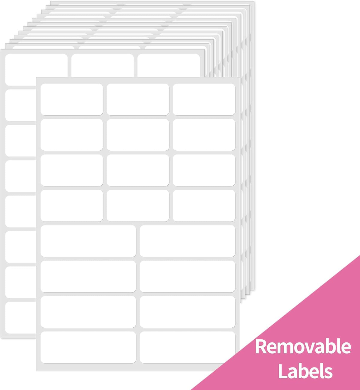 STARLIBOO White Removable Labels, Removable Colored Labels Stickers, Self-Adhesive Rectangular
