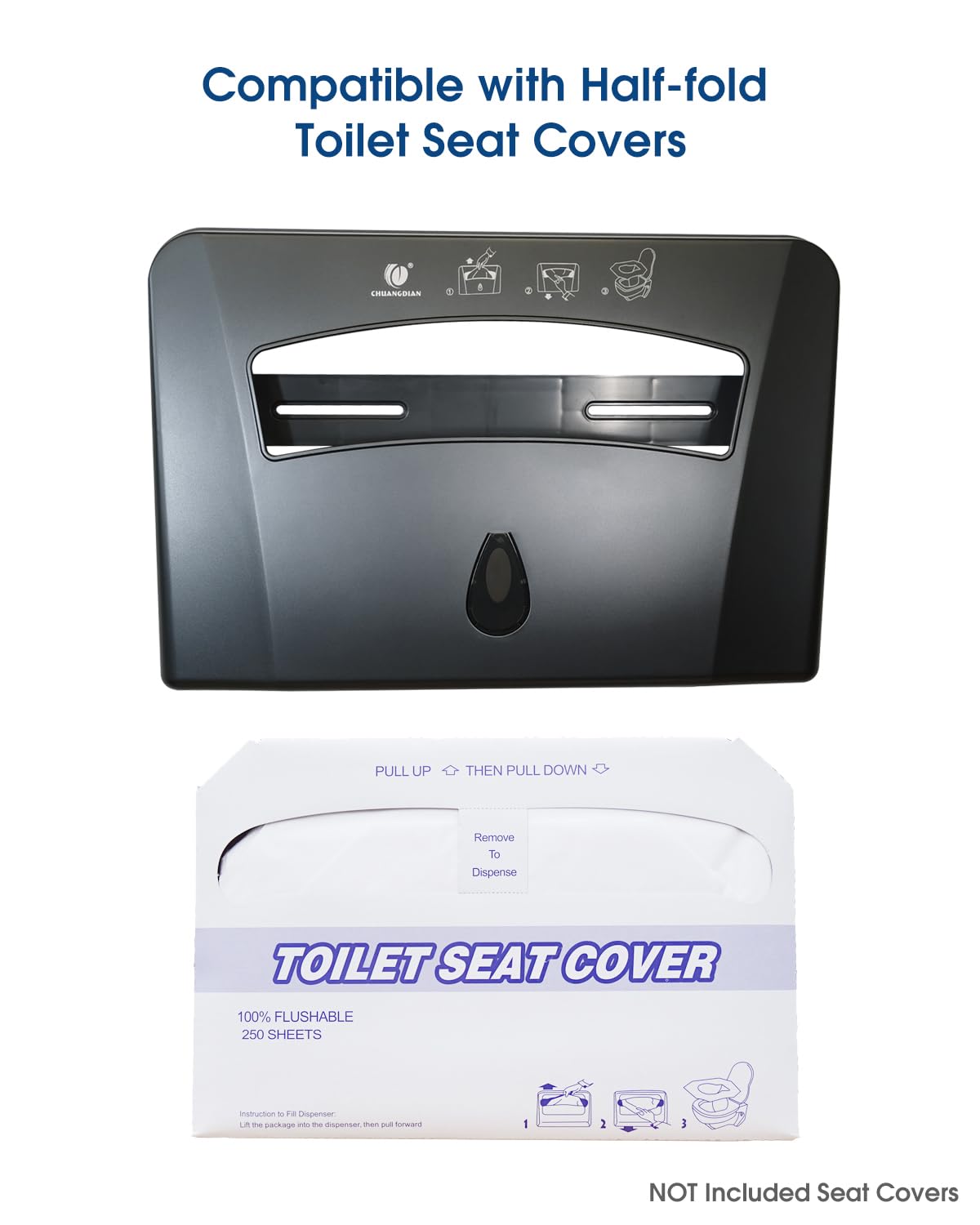 Toilet Seat Cover Dispenser, Wall Mounted Toilet Seat Cover Disposable Paper Holder, Half Fold for