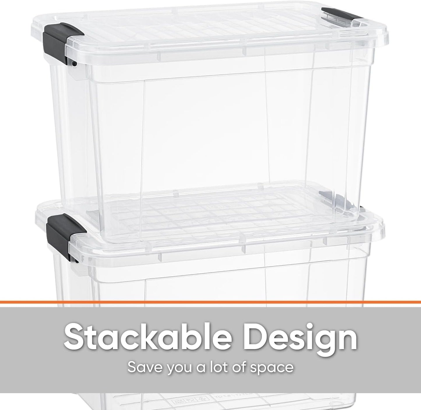 Superio Clear Storage Boxes with Lids, 4.75 Quart Plastic Container Bins for Organizing, Stackable