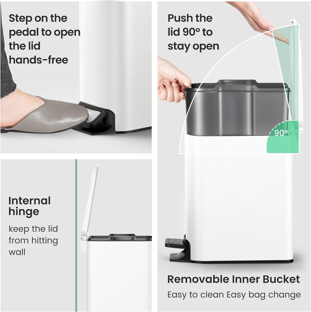 Cesun Small Bathroom Trash Can with Lid Soft Close, Step Pedal, 6 Liter / 1.6 Gallon Stainless