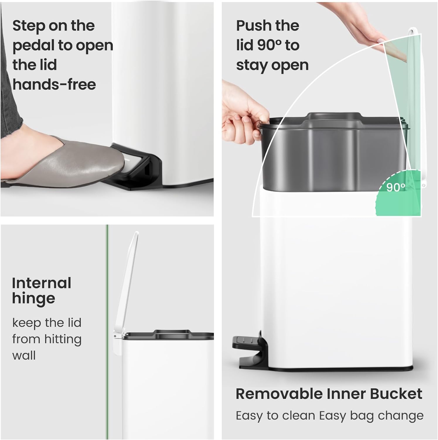 Cesun Small Bathroom Trash Can with Lid Soft Close, Step Pedal, 6 Liter / 1.6 Gallon Stainless
