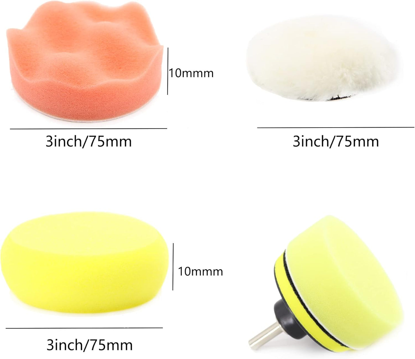 104PCS Car Headlight Restoration Kit - 3Inch Sanding Discs, Wool & Sponge Buffing Pads, Interface