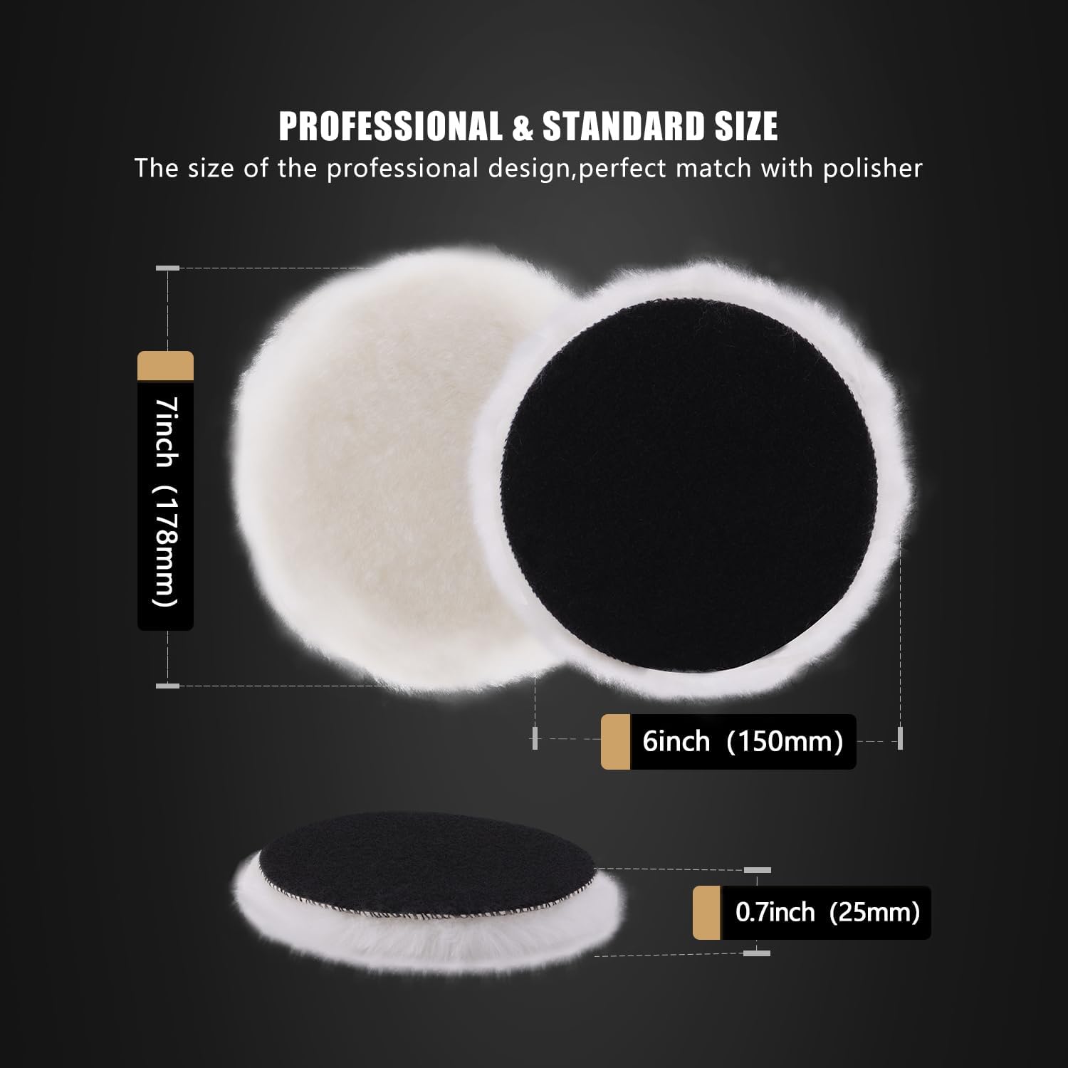 Wool Polishing Buffing Pad, SPTA 6 Pcs 6 Inch 150mm Polishing Buffing Wheel for Drill Buffer