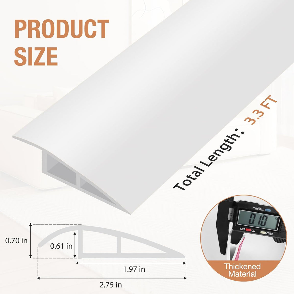 Floor Transition Strip Self Adhesive Vinyl Door Threshold for Doorways Carpet Edging Trim Overlap