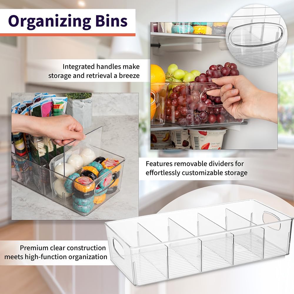 ClearSpace Plastic Pantry Organization and Storage Bins with Removable Dividers – Perfect Kitchen