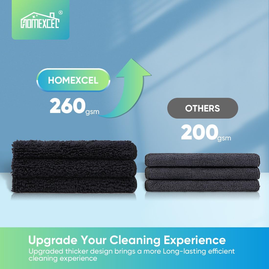 HOMEXCEL Black Microfiber Cleaning Cloth, 12 Pack Premium Microfiber Towels for Cars, Lint Free