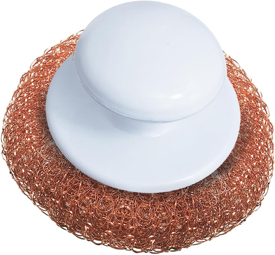 LOLA Copper Mesh Scouring Pad w/Comfort Knob, Heavy Duty Cleaning Pads, Knitted Wire Mesh, Cleans