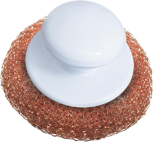 LOLA Copper Mesh Scouring Pad w/Comfort Knob, Heavy Duty Cleaning Pads, Knitted Wire Mesh, Cleans