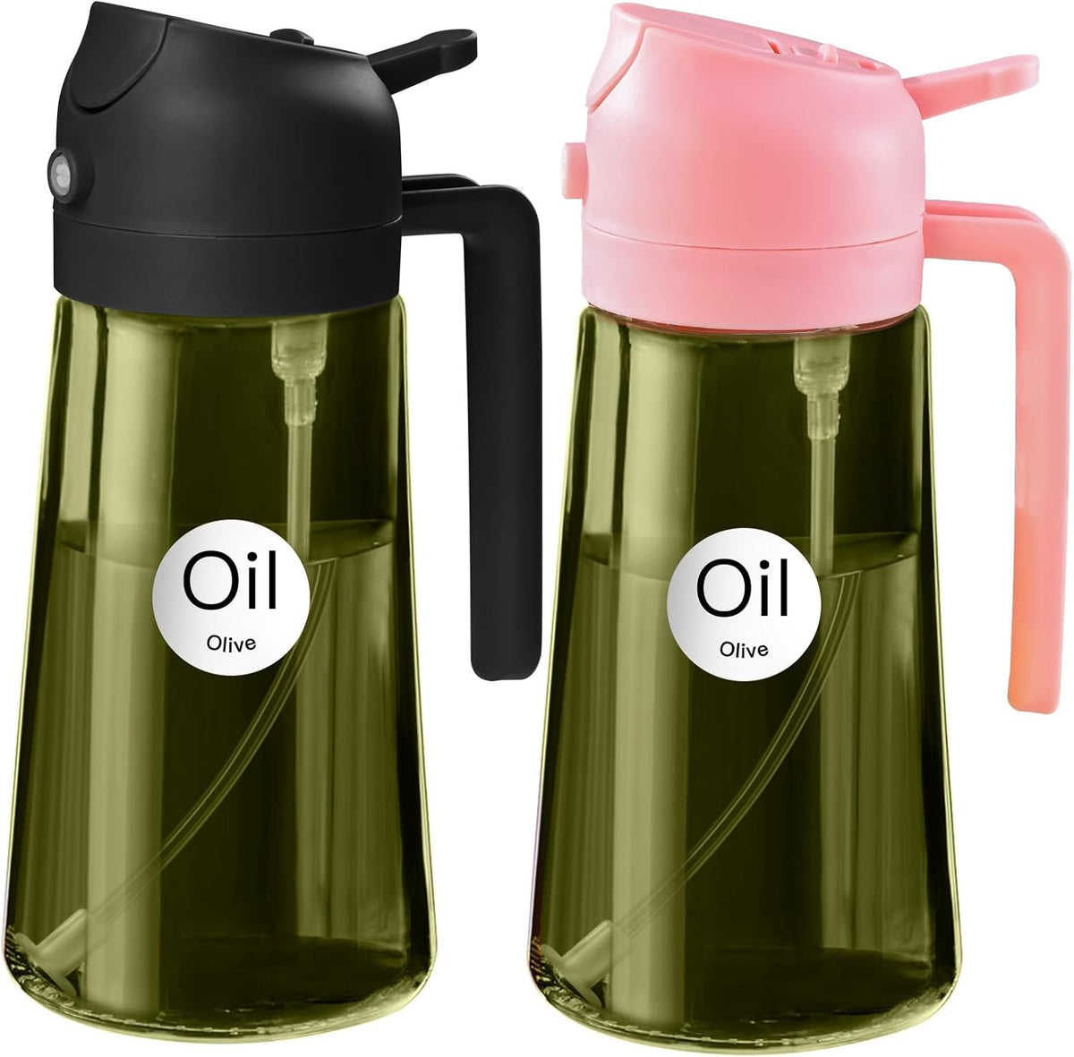 YARRAMATE 2Pcs 16oz/470ml Dark Green Oil Sprayer for Cooking with Stickers, Food-grade Premium 2 in