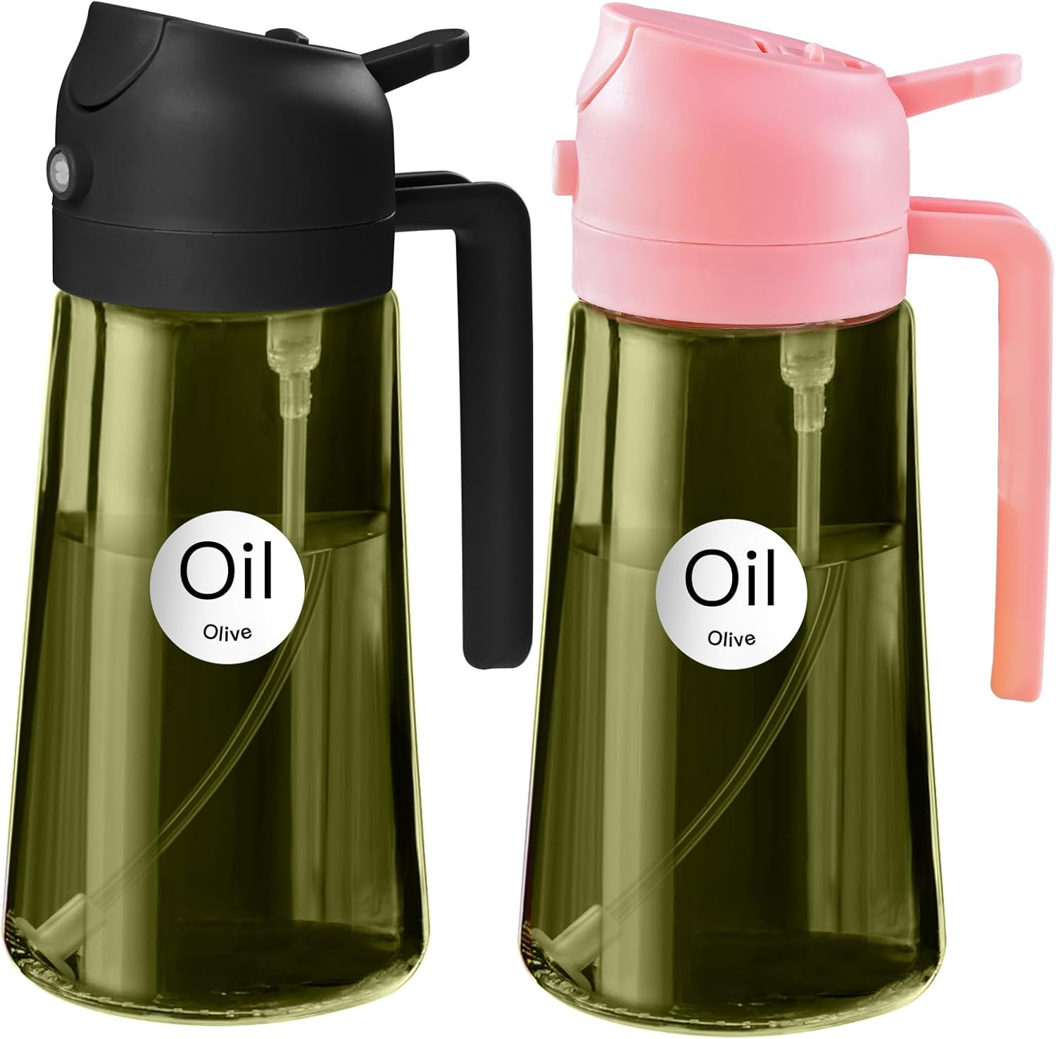 YARRAMATE 2Pcs 16oz/470ml Dark Green Oil Sprayer for Cooking with Stickers, Food-grade Premium 2 in