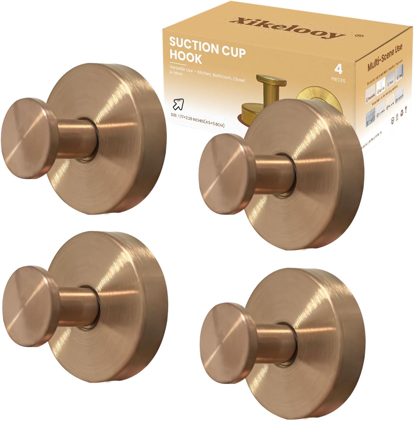 4pcs Suction Cup Hooks for Shower,Shower Towel Suction Hooks,No Drill Towel Hooks for Bathroom