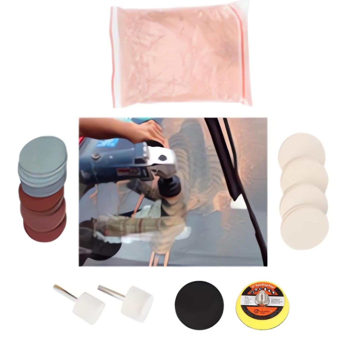 Windshield Scratch Remover Set Glass Polishing Kit Abrasive Discs Polish Pads for Any Windscreen