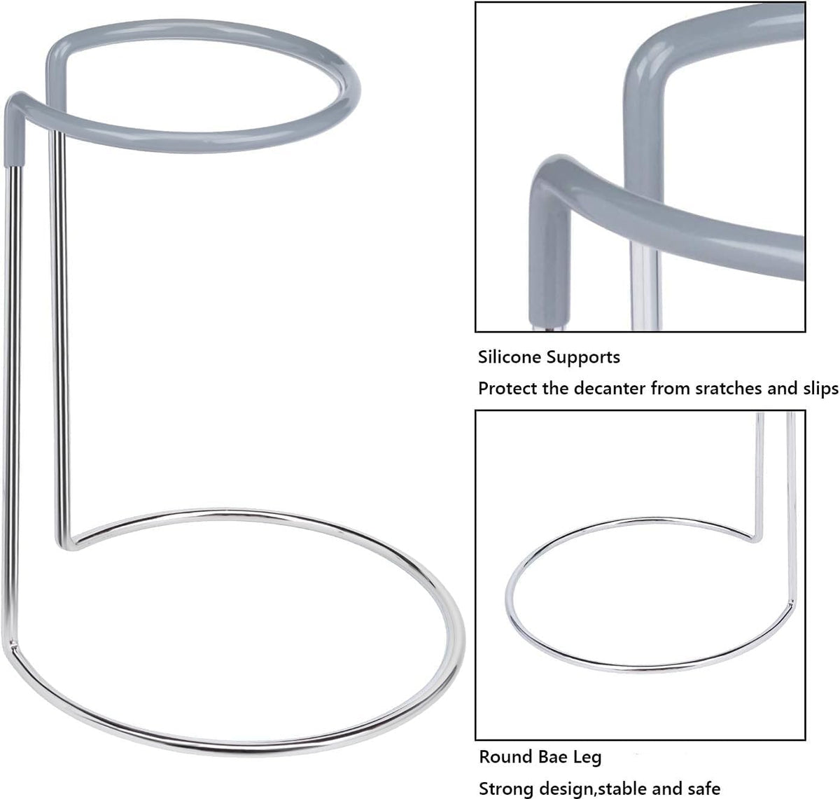 Wine Decanter Drying Stand with Cleaning Brush,Wine Decanter Drying Rack Holder with Rubber Coated
