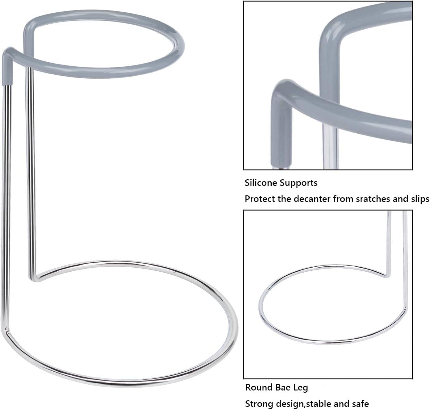 Wine Decanter Drying Stand with Cleaning Brush,Wine Decanter Drying Rack Holder with Rubber Coated