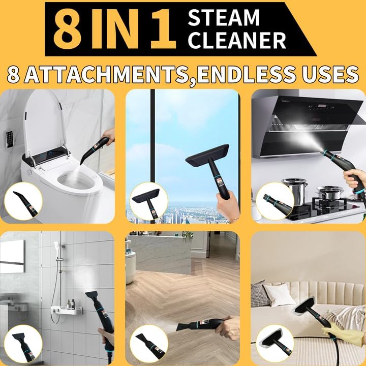 Steam Cleaner, 6 Steam Levels, 42oz Tank & 11 Pieces Accessories, 1500W High-Temperature Steam