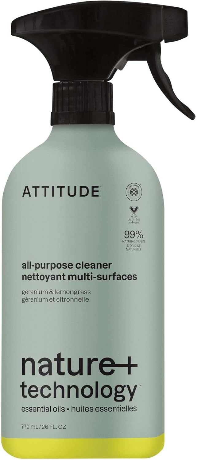 ATTITUDE All-Purpose Cleaner Spray, Natural Origin Ingredients, EWG Verified, Ammonia-Free, Removes