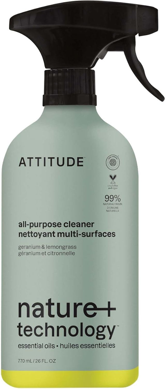 ATTITUDE All-Purpose Cleaner Spray, Natural Origin Ingredients, EWG Verified, Ammonia-Free, Removes