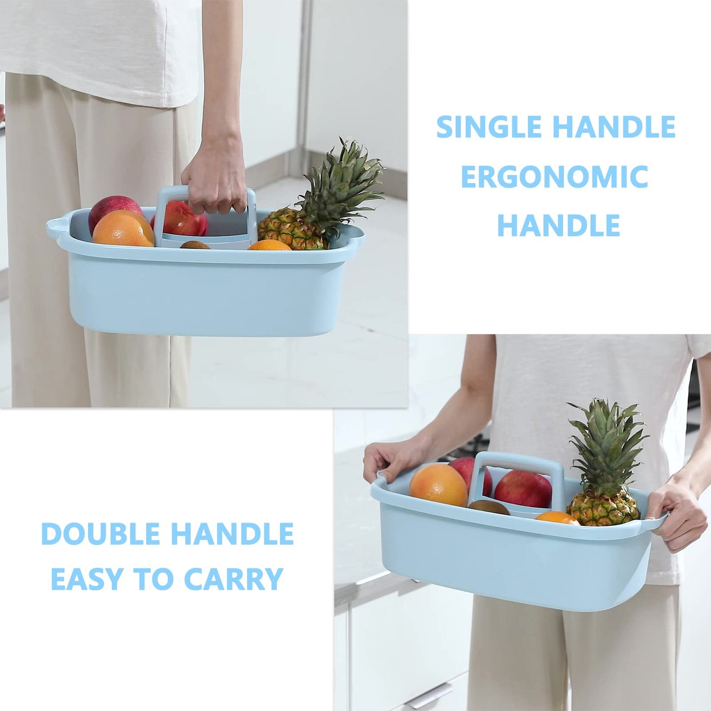 JiatuA Large Cleaning Supplies Caddy Portable Shower Caddy Basket Blue