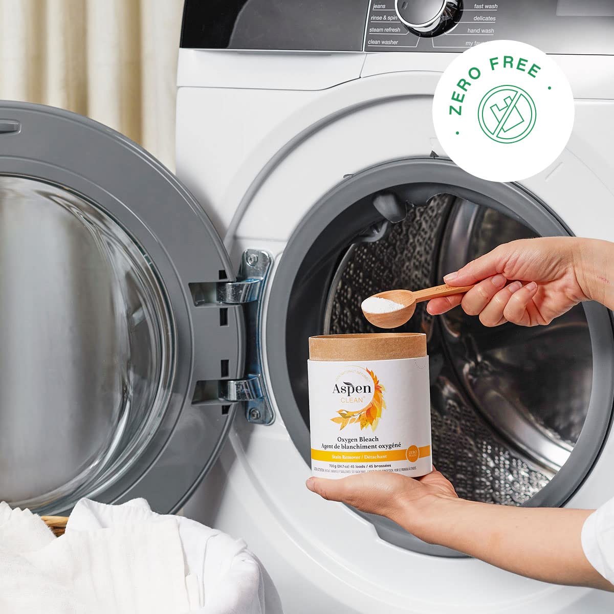 AspenClean Oxygen Whitener & Color Safe Stain Remover | Unscented | Hypoallergenic Bleach