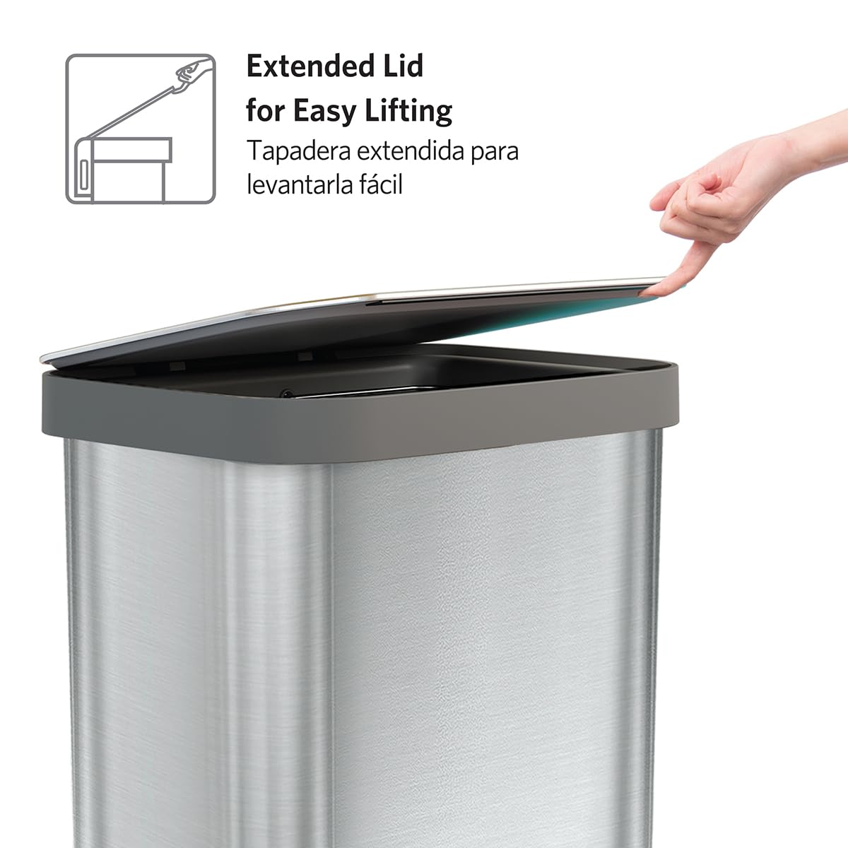 Glad Stainless Steel Step Trash Can, Series 2 with Clorox Protection - Large Metal Kitchen Garbage