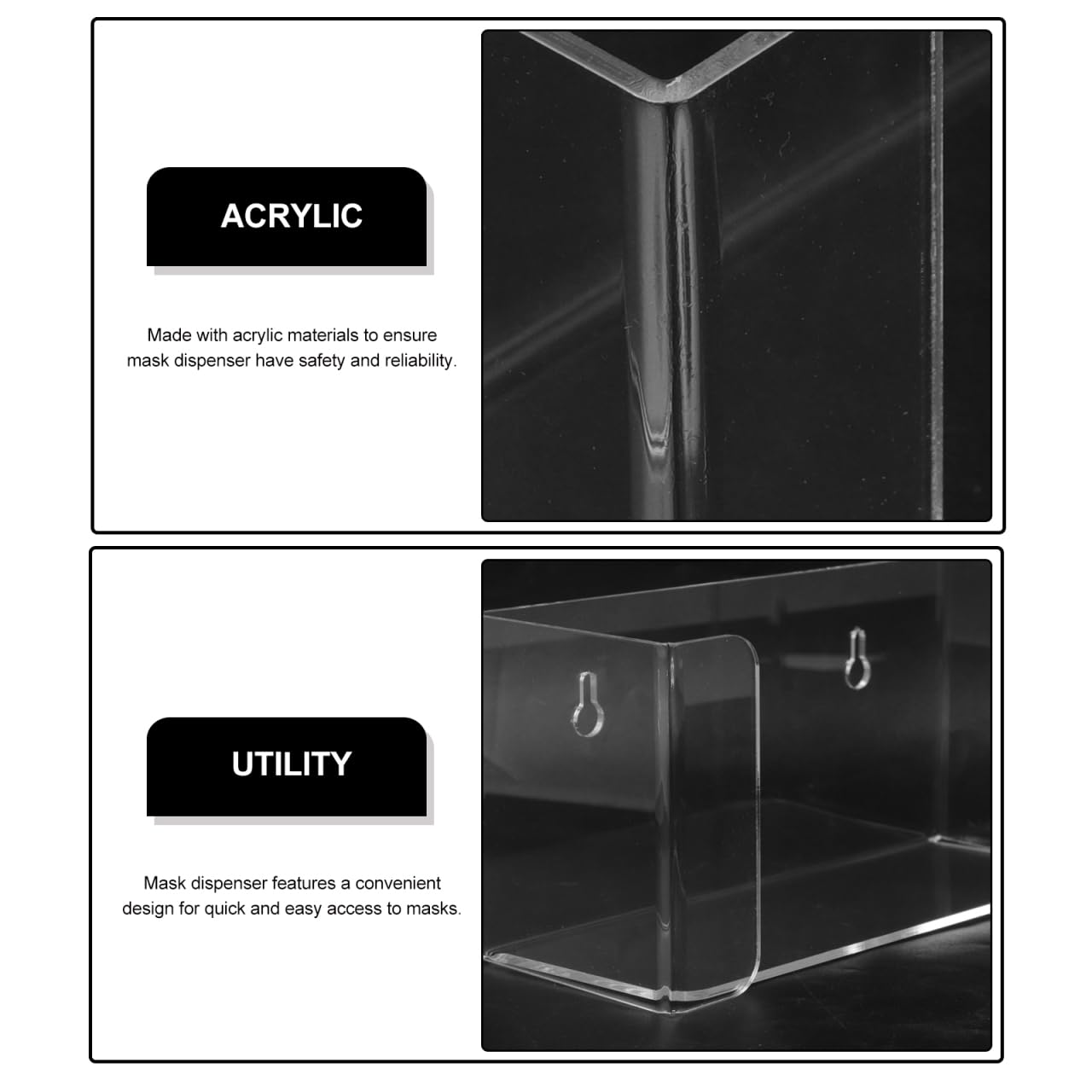 Acrylic Wall Mount Glove Dispenser and Mask Holder Storage Box for Laboratory and Office 2 in 1