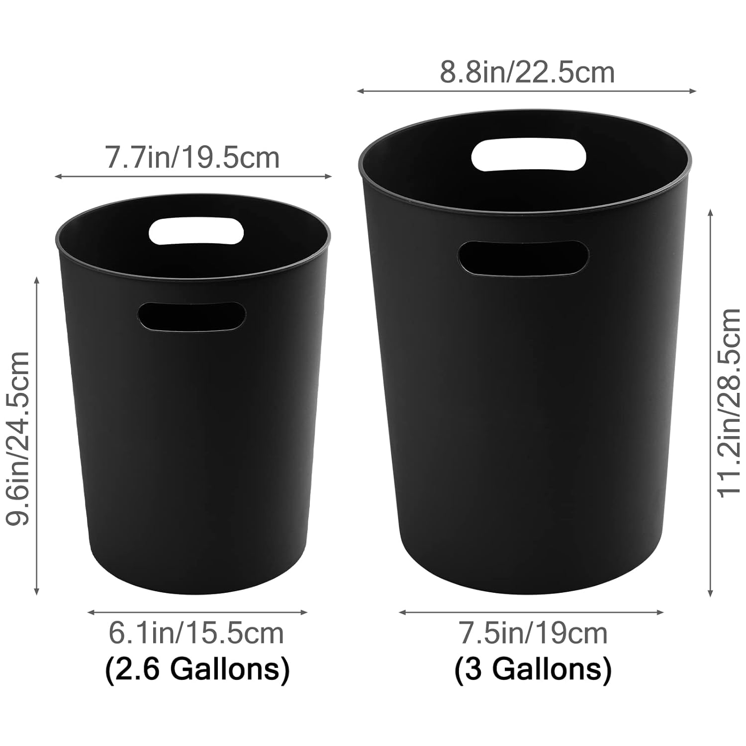 4 Pack Small Trash Can for Bathroom - 3 Gallon/12-Liter Wastebasket, Round Plastic Garbage