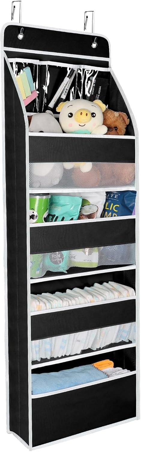 Univivi 5-Shelf Fabric Door Storage Over Door Hanging Organizer with 4 Large Pockets and 3 Small