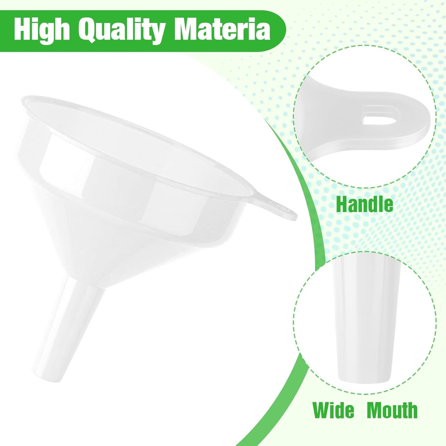 Honeydak 18 Pieces Multi-Purpose Plastic Funnels 4.7 Inch Wide Mouth Funnels for Filling Bottles