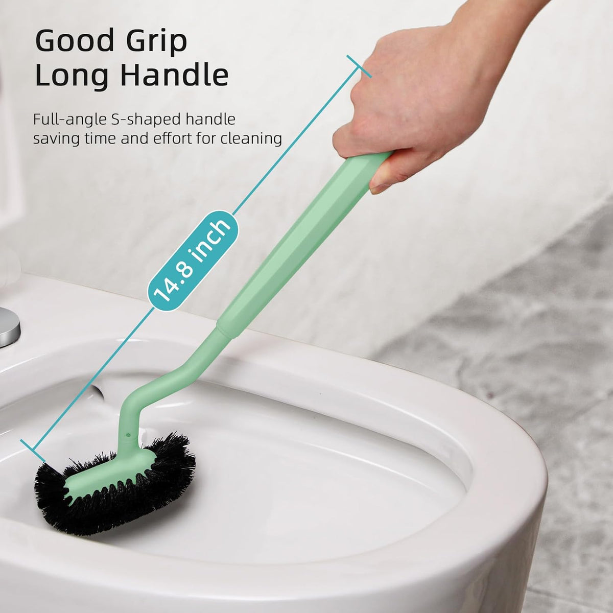 HAMITOR Toilet Bowl Brush Holder Set: Bathroom Deep Cleaning Toilet Cleaner Scrubber Under Rim with