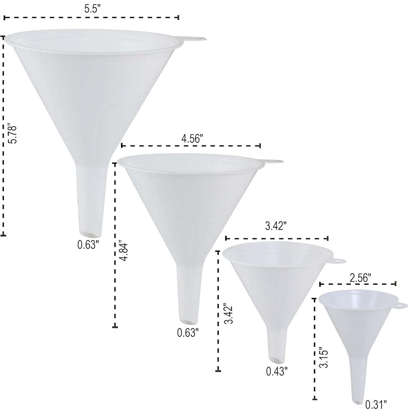 Plastic Funnel for Automotive Use - Kitchen Funnels for Filling Bottles, Jars, Containers or Lab