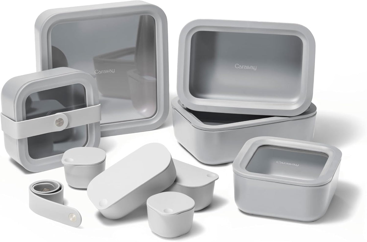 Caraway 14pc Glass Food Storage Container Set - Easy to Store, Non Toxic Lunch Box - with Glass