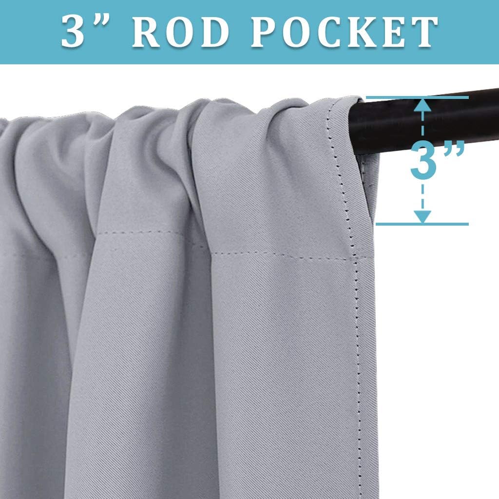 RYB HOME Blackout Curtains 63 inches Long - Energy Saving Insulation Large Window Curtain Blinds