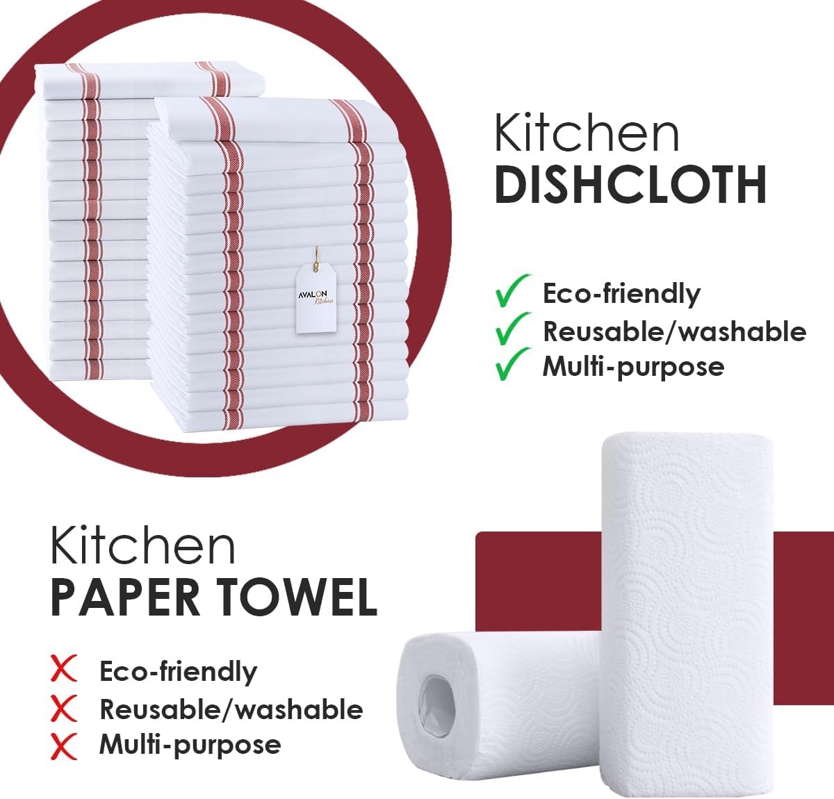 Dish Towels Set (Value Pack of 30) Size 15x25 Inch, 100% Cotton Soft & Absorbent Linen Kitchen