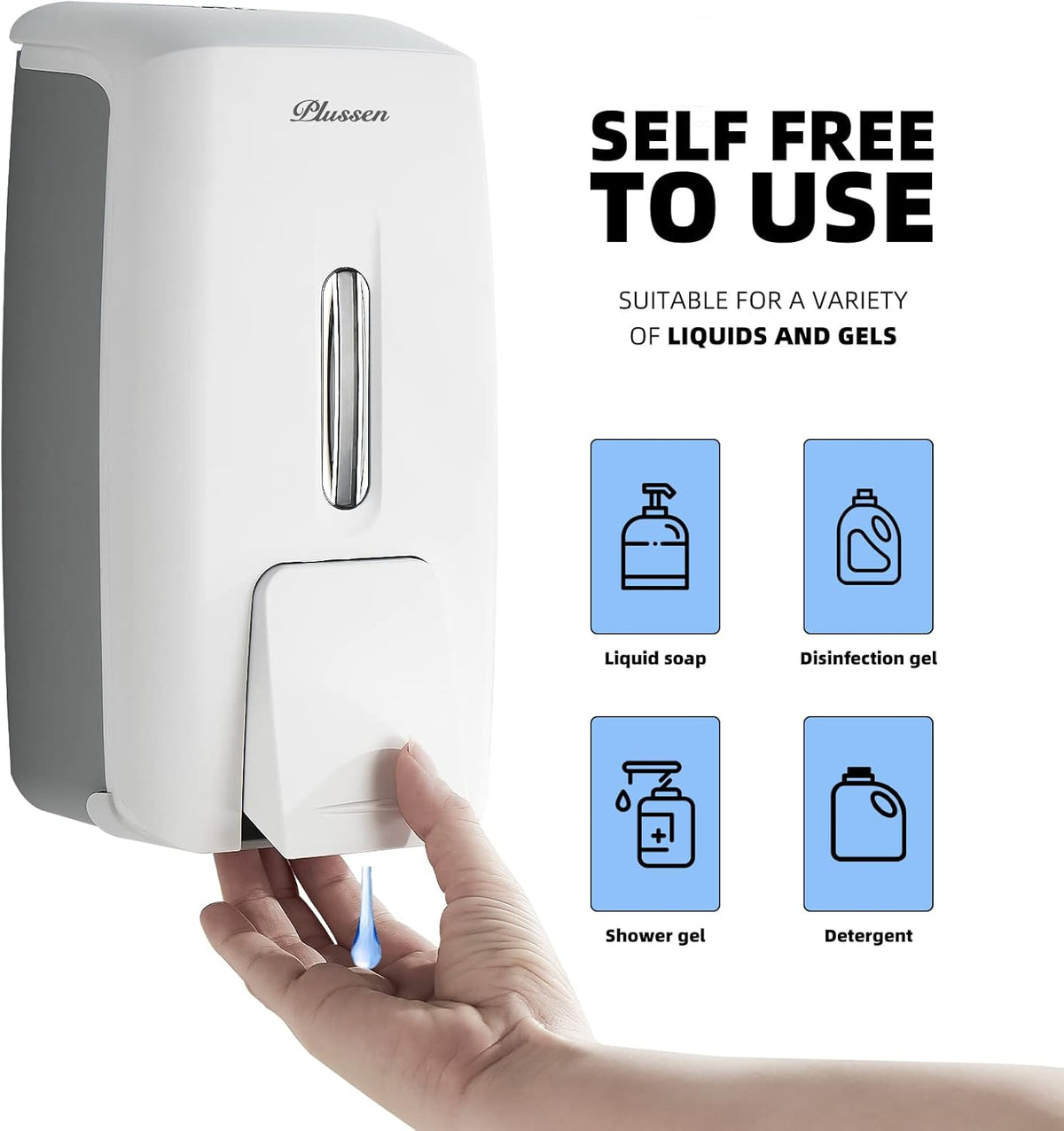 Soap Dispenser Wall Mount Adhesive Commercial Soap Dispenser 800ml No Drill Hand Sanitizer