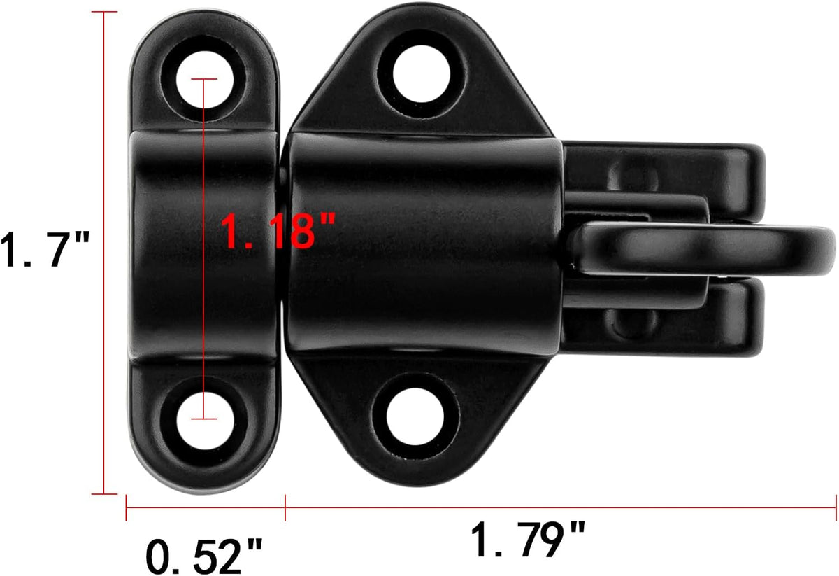 2 Packs Self-Closing Latches，Black Spring Door Lock，Resilient Bolt Latch Aluminum Alloy Safety