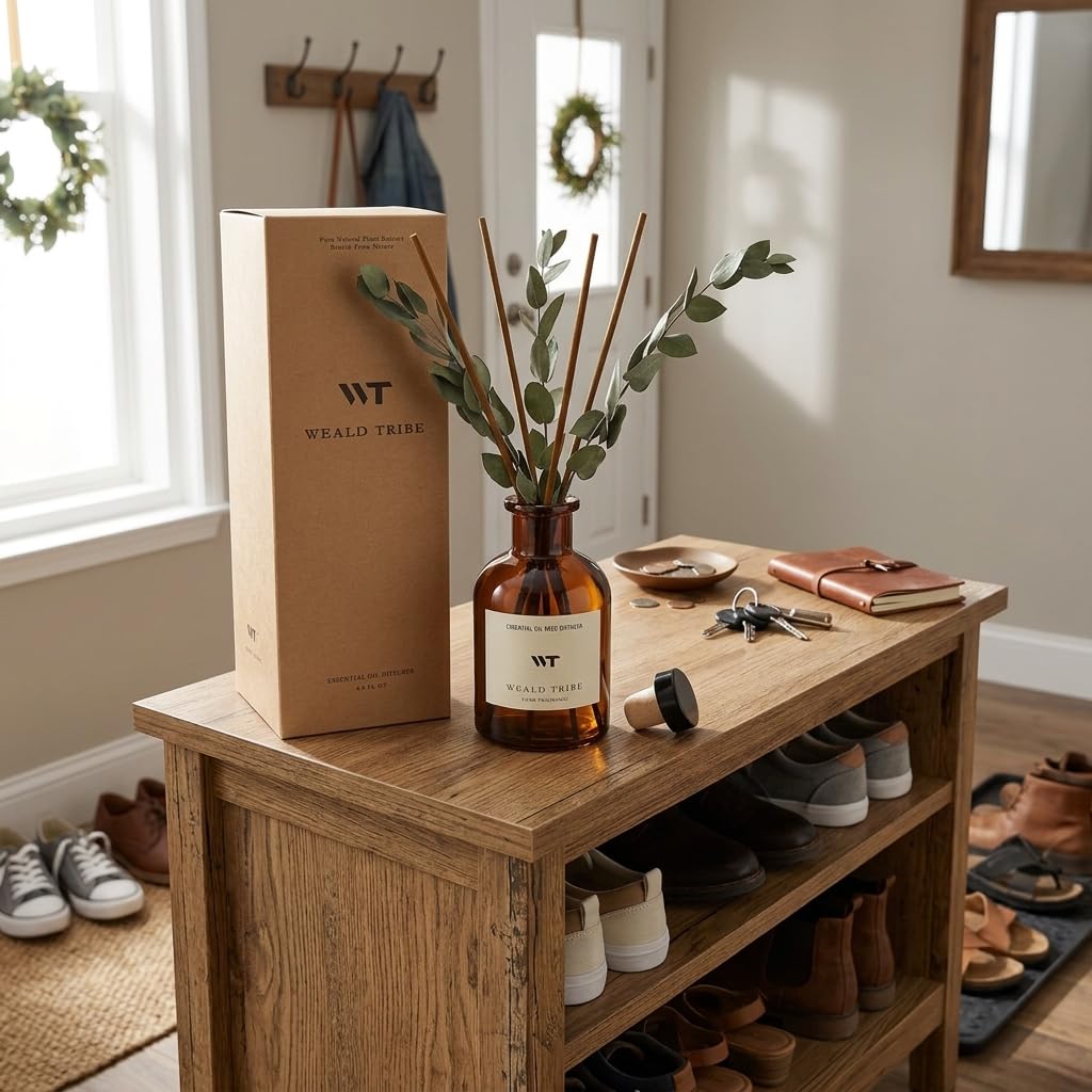 WEALD TRIBE Flower Reed Diffuser Set Eucalyptus & Lavender Scent for Room Bathroom Accessories