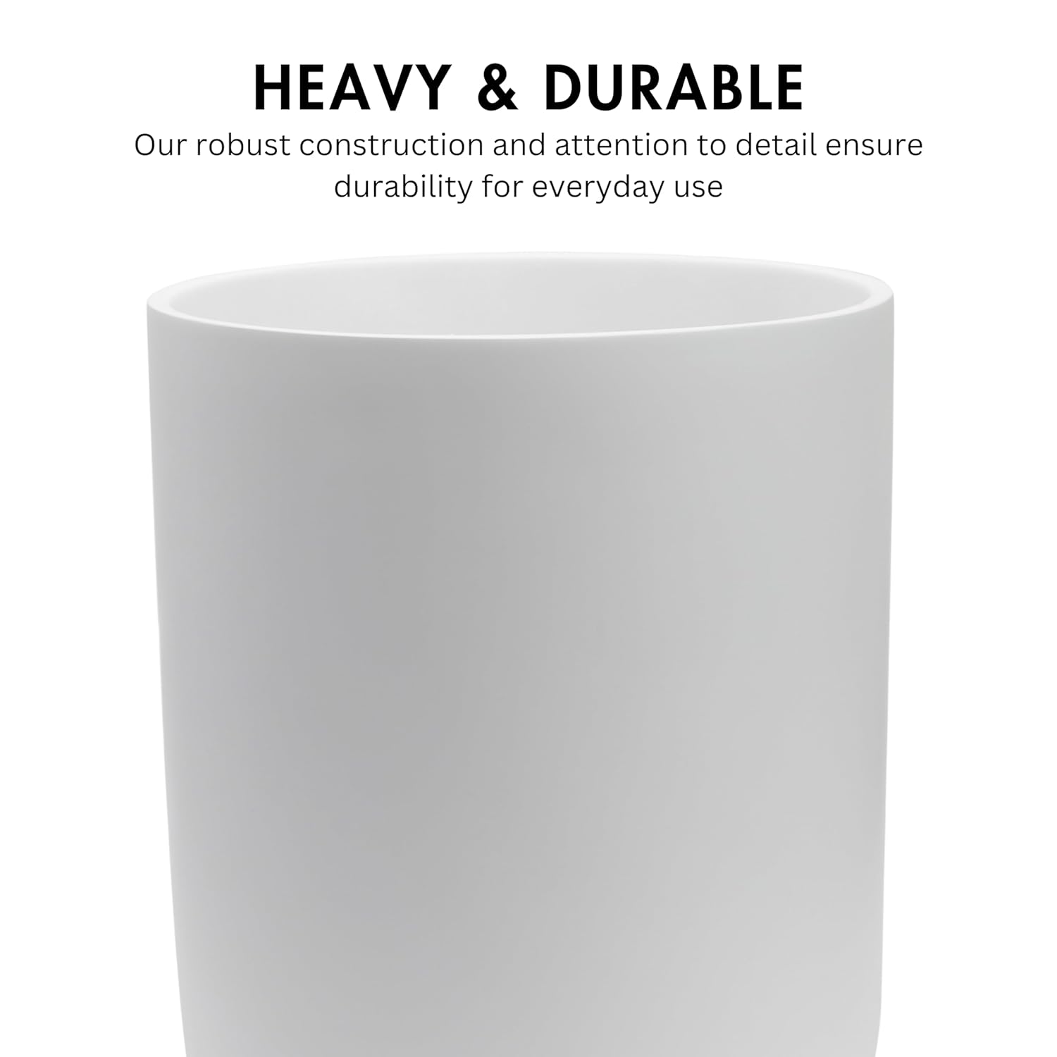 Matte White Round Compact Trash Can Mini, 2 Gallons / 7.5L Garbage Bin, Tiny Wastebasket for